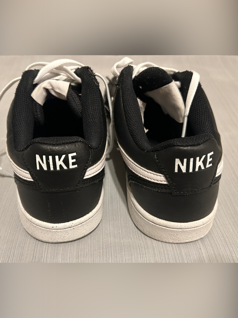 Nike Court Vision Black and White Low-Top Leather Sneakers - Picture 4 of 6
